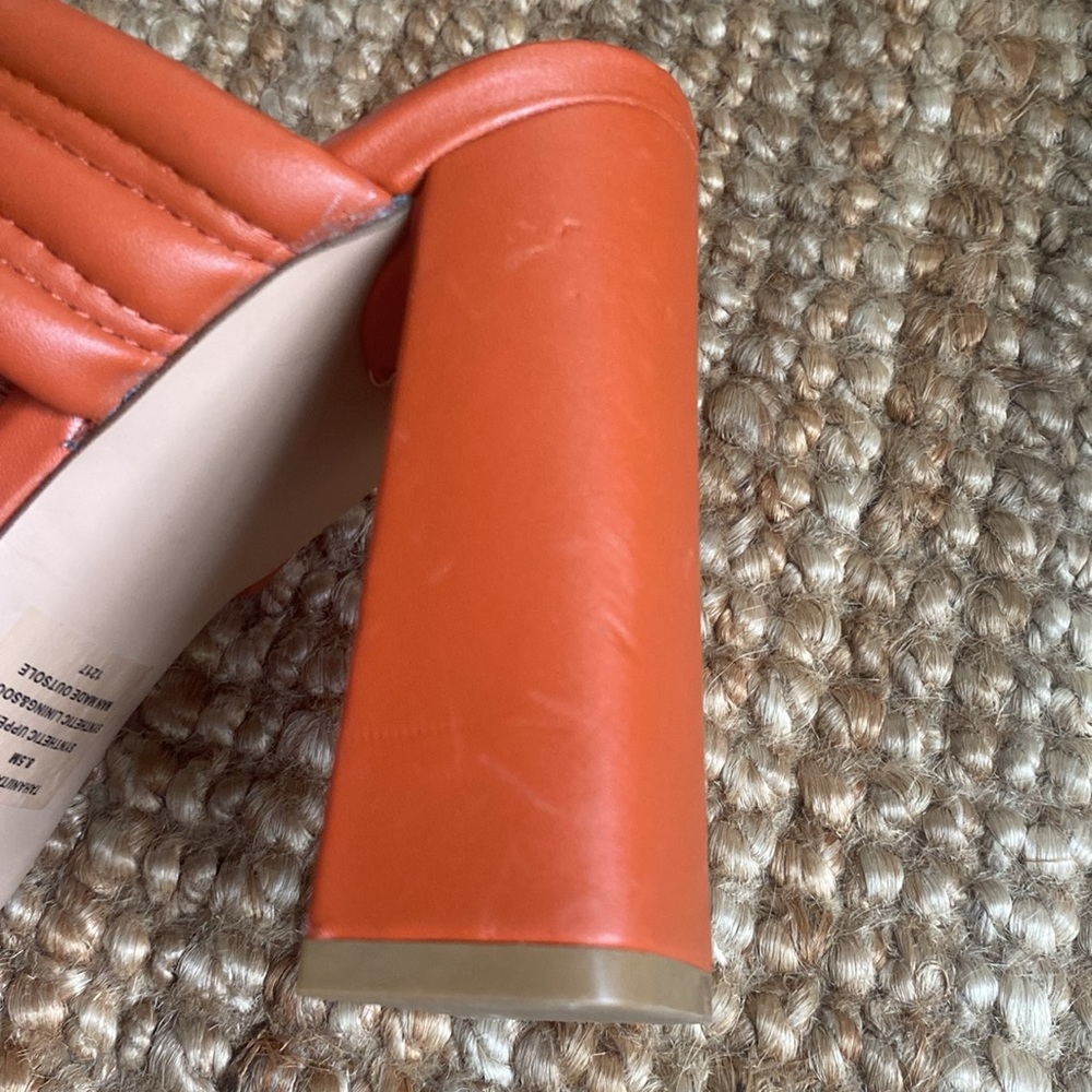 Steve Madden Orange Padded Strap Block Heel Sandals - Picture 8 of 8